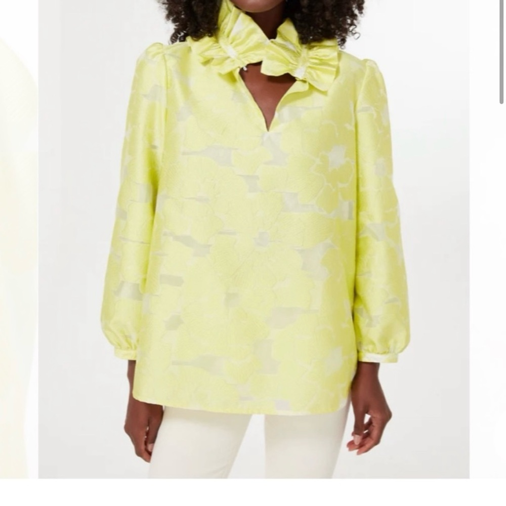 Tuckernuck Yellow Tie Front 3/4 Sleeve Blouse